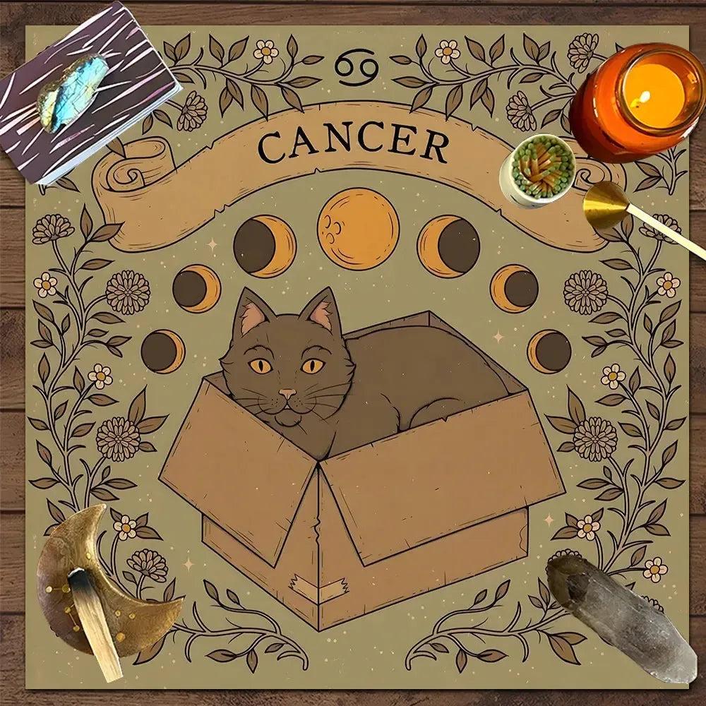 Occult Cat Wicca Altar Cloth Witchy Tarot Tablecloth for Reading Divination Witch Home Decor-MoonChildWorld