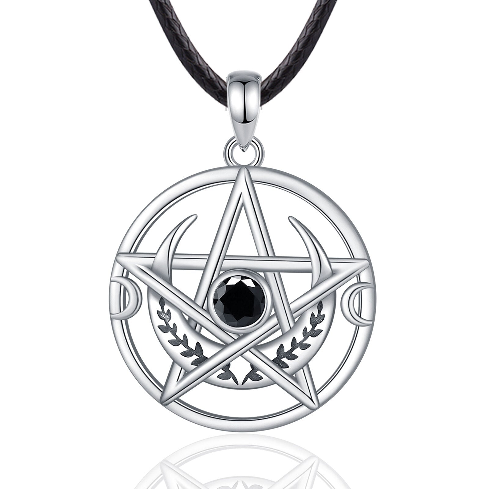 Witch Moon Pentagram Necklace Wiccan Jewelry-MoonChildWorld