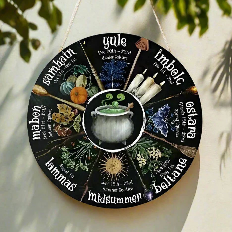 Magical Wheel of Year Pagan Festival Sign Pagan Calendar Wooden Sign-MoonChildWorld