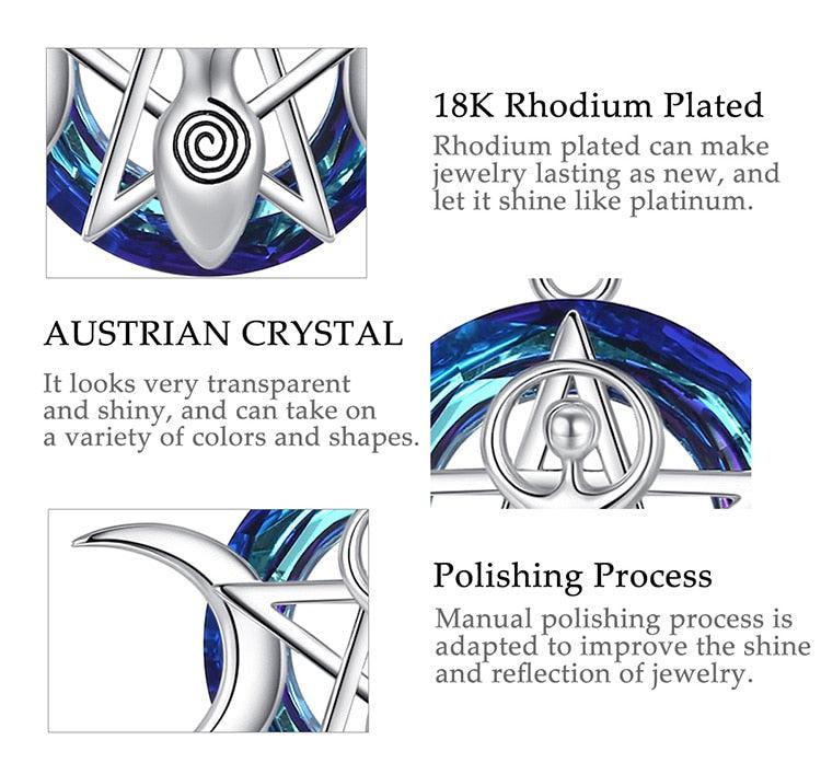 Pentagram Triple Moon Goddess Necklace Wicca Pagan Jewelry-MoonChildWorld