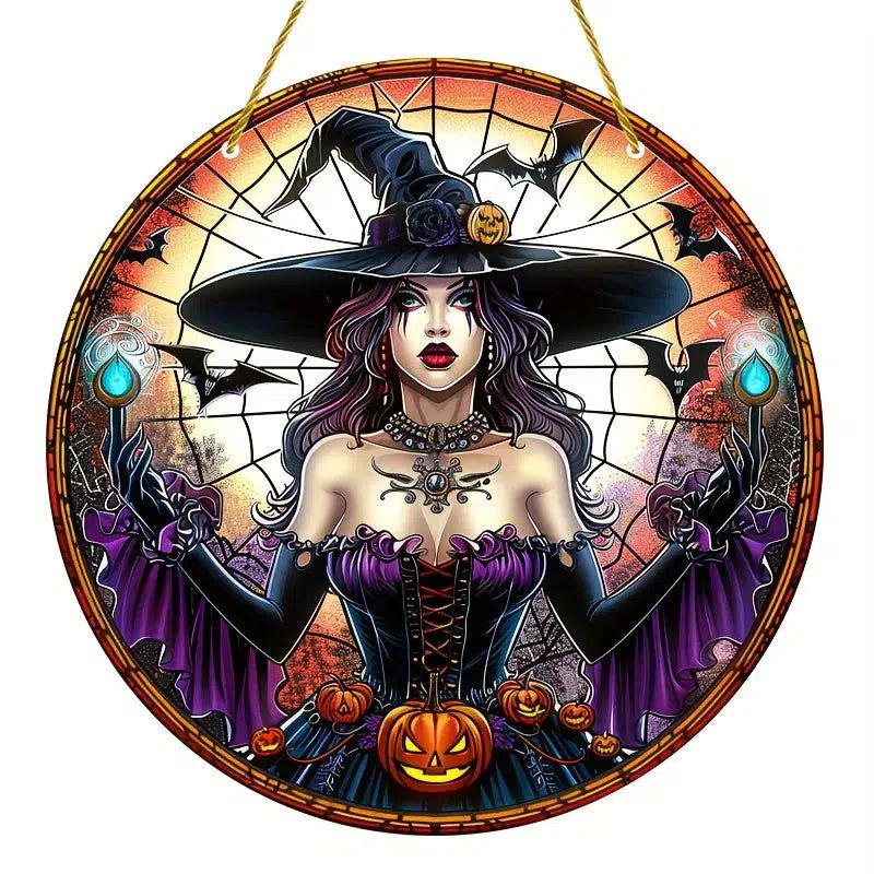 Halloween Witch Catcher - Window Decorations with Pumpkins and Bats, For Wall Art, Porches Decorations, Halloween Decorations-MoonChildWorld