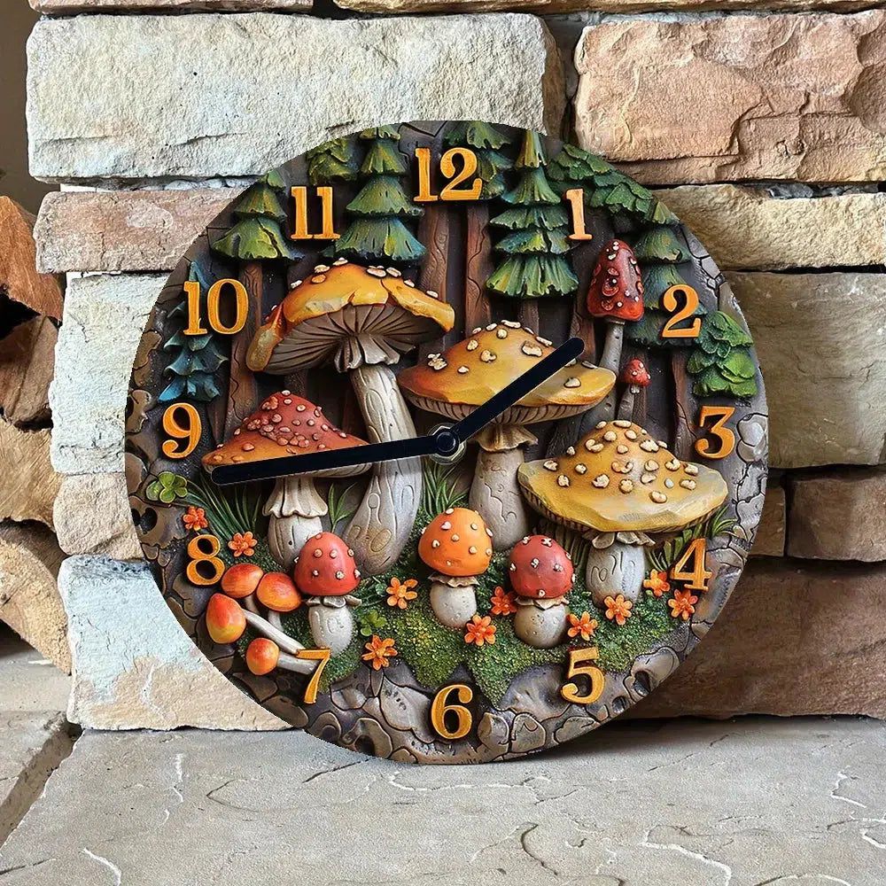 Forest Mushrooms Wall Clock Aesthetic Wall Clock Home Decor-MoonChildWorld