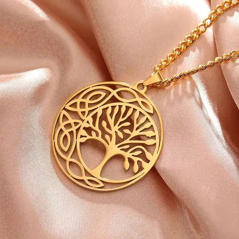Cresent Moon Irish Knot Tree of Life Necklace Pagan Jewelry-MoonChildWorld
