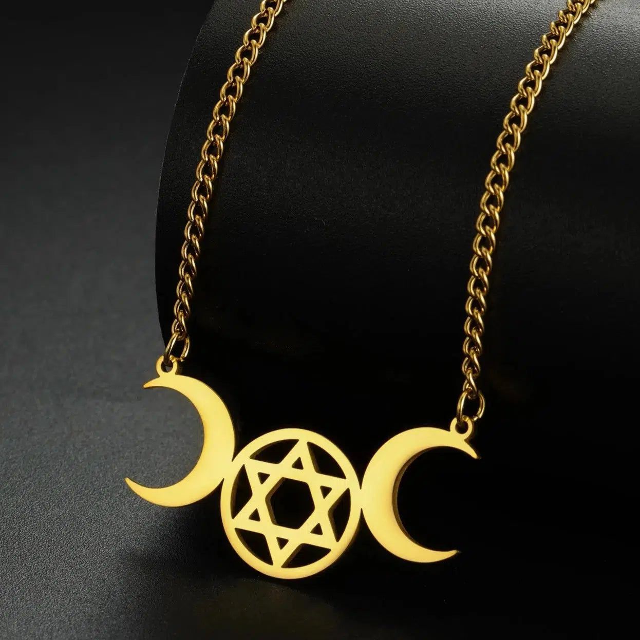 Triple Moon Necklace Wicca Jewelry-MoonChildWorld