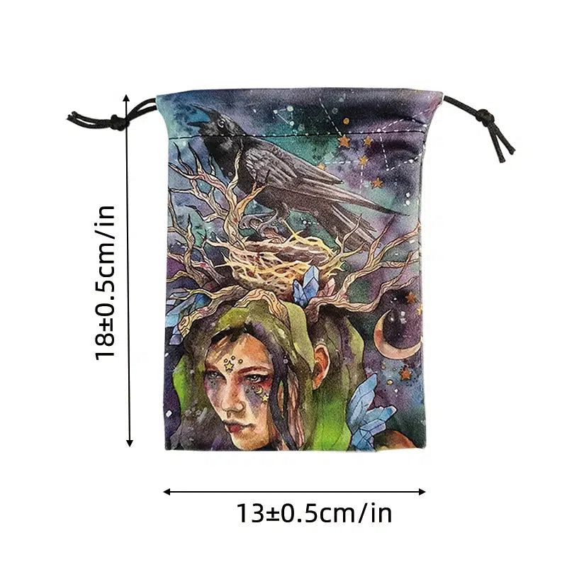 Crow Tarot Pouch Velvet Tarot Storage Bag Witch Tarot Bag-MoonChildWorld