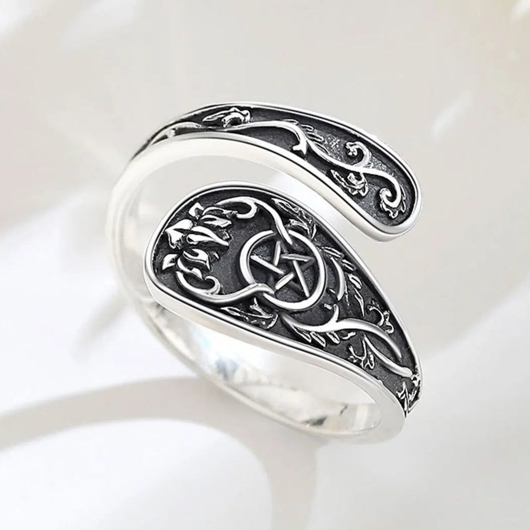 Witchcraft Pentagram Ring Pagan Pentacle Wiccan Jewelry-MoonChildWorld