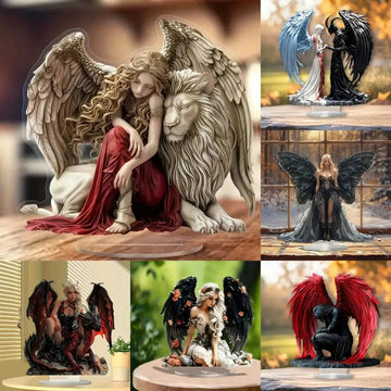 Dark Angel 2D Flat Acrylic Table Ornament Gothic Angel Desk Ornament Gothic Home Decor-MoonChildWorld