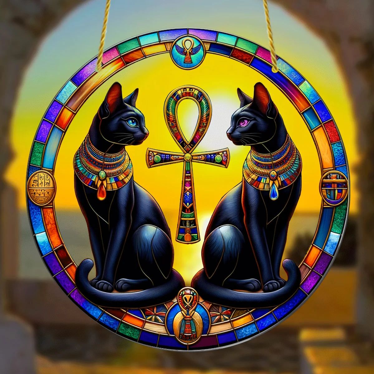 Egyptian Buster Cat Goddess Acrylic Suncatcher Ancient Egyptian Decor-MoonChildWorld