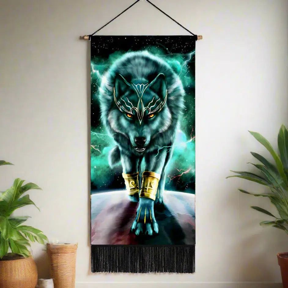 Boho Wolf Tapestry Wall Hanging Spirit Animals Tapestry-MoonChildWorld