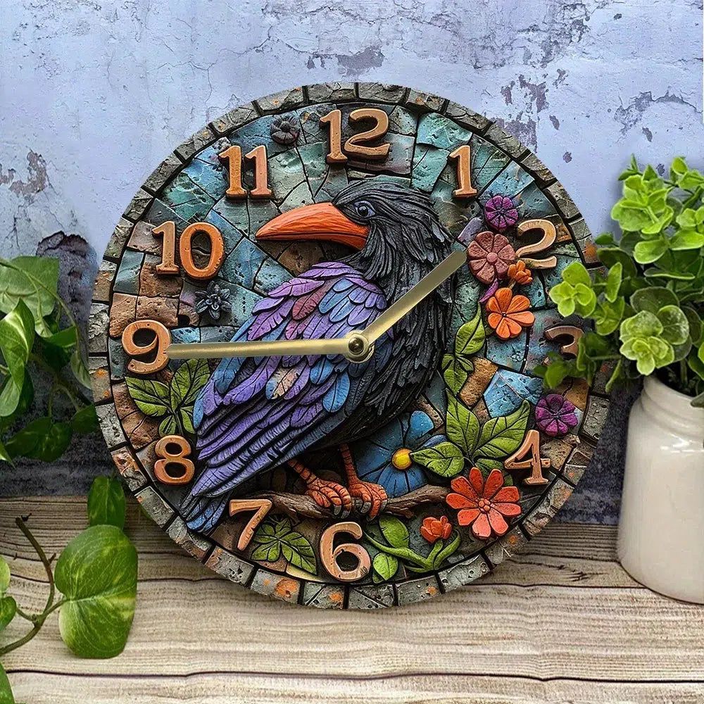 Gothic Crow Wall Clock Dark Raven Wall Clock-MoonChildWorld