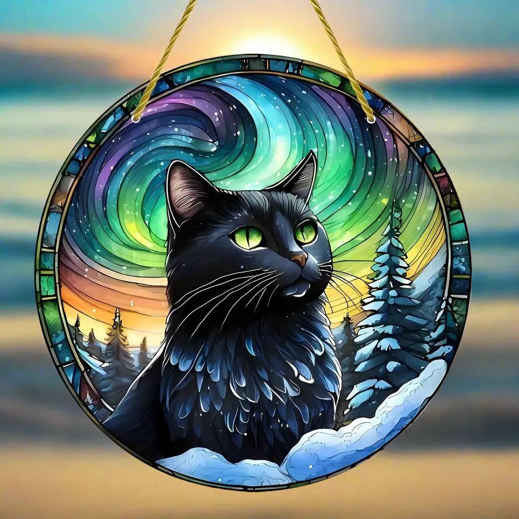 Glamorous Black Cat Acrylic Suncatcher-MoonChildWorld