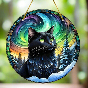 Glamorous Black Cat Acrylic Suncatcher