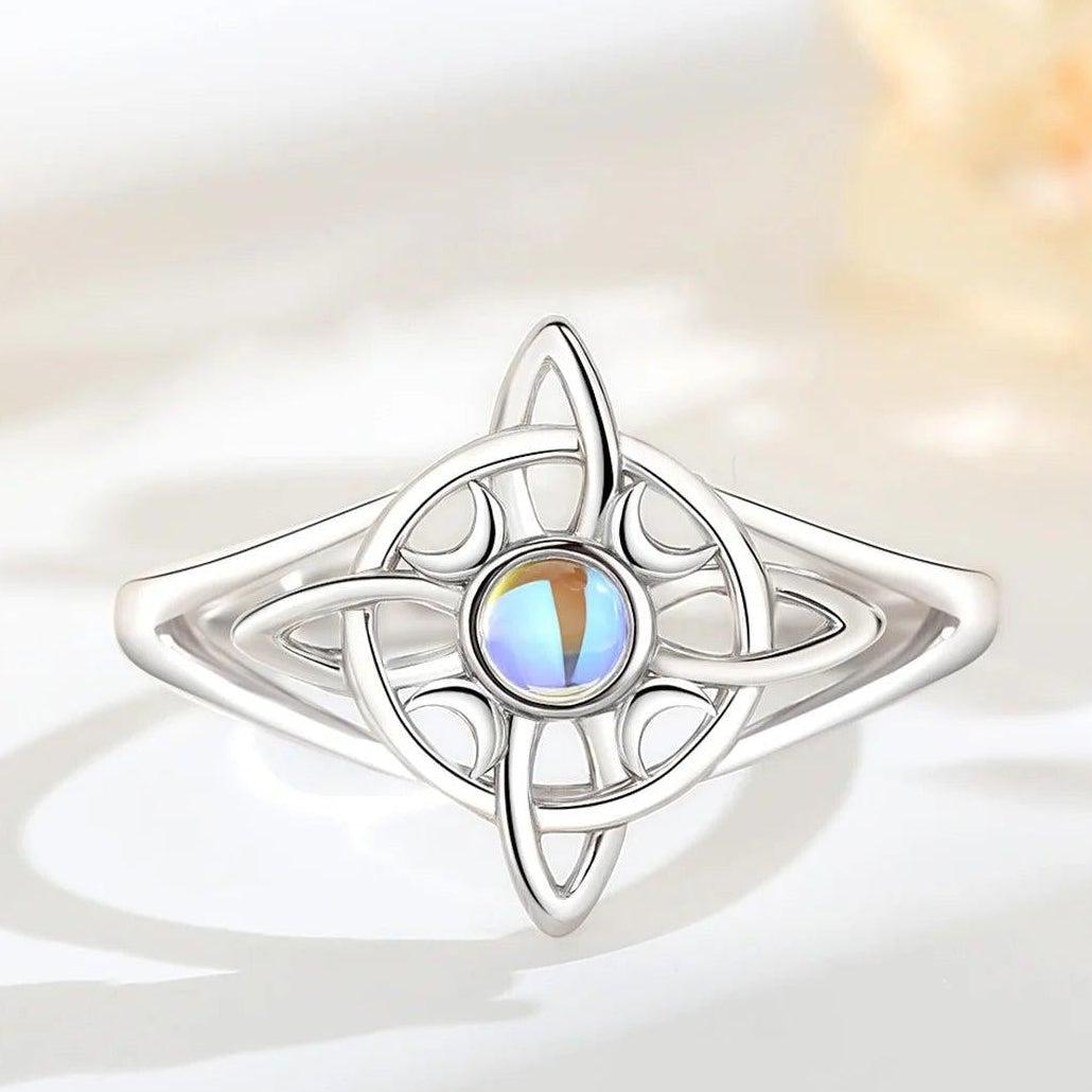 925 Sterling Silver Witchcraft Celtic Knot Witch Ring Wicca Pagan Jewelry Protection Amulet-MoonChildWorld