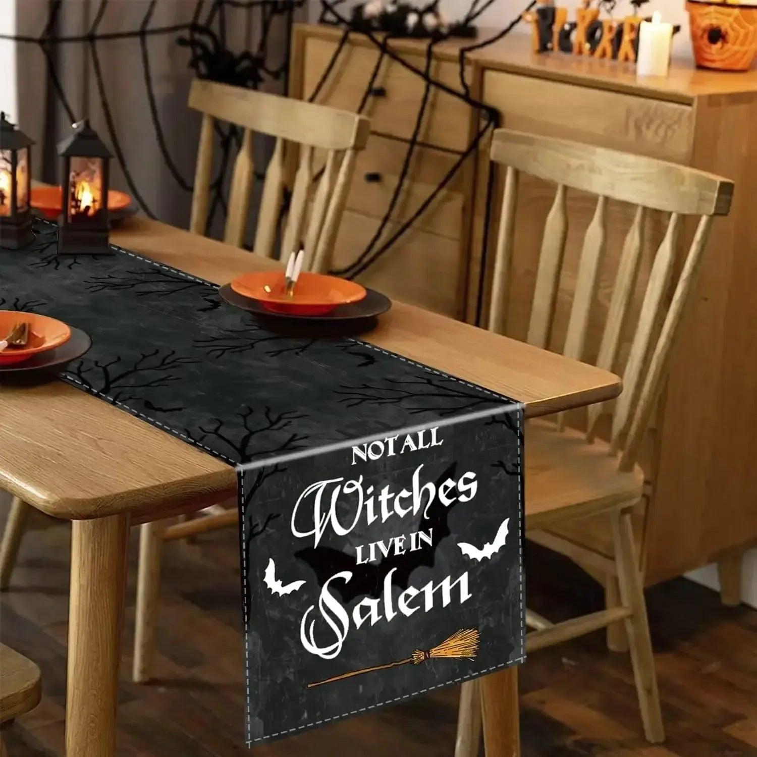 Not All Witches Live in Salem Halloween Table Runner - Gothic & Witchy Home Decor-MoonChildWorld