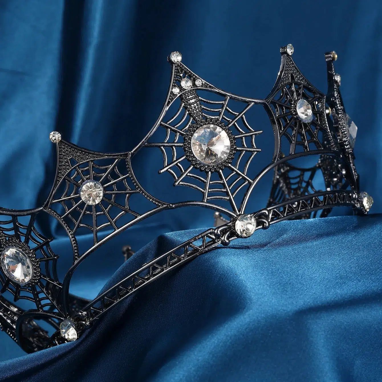 Gothic Spider Crystal Crown Witchy Tiaras for Halloween - Gothic Hair Accessories-MoonChildWorld