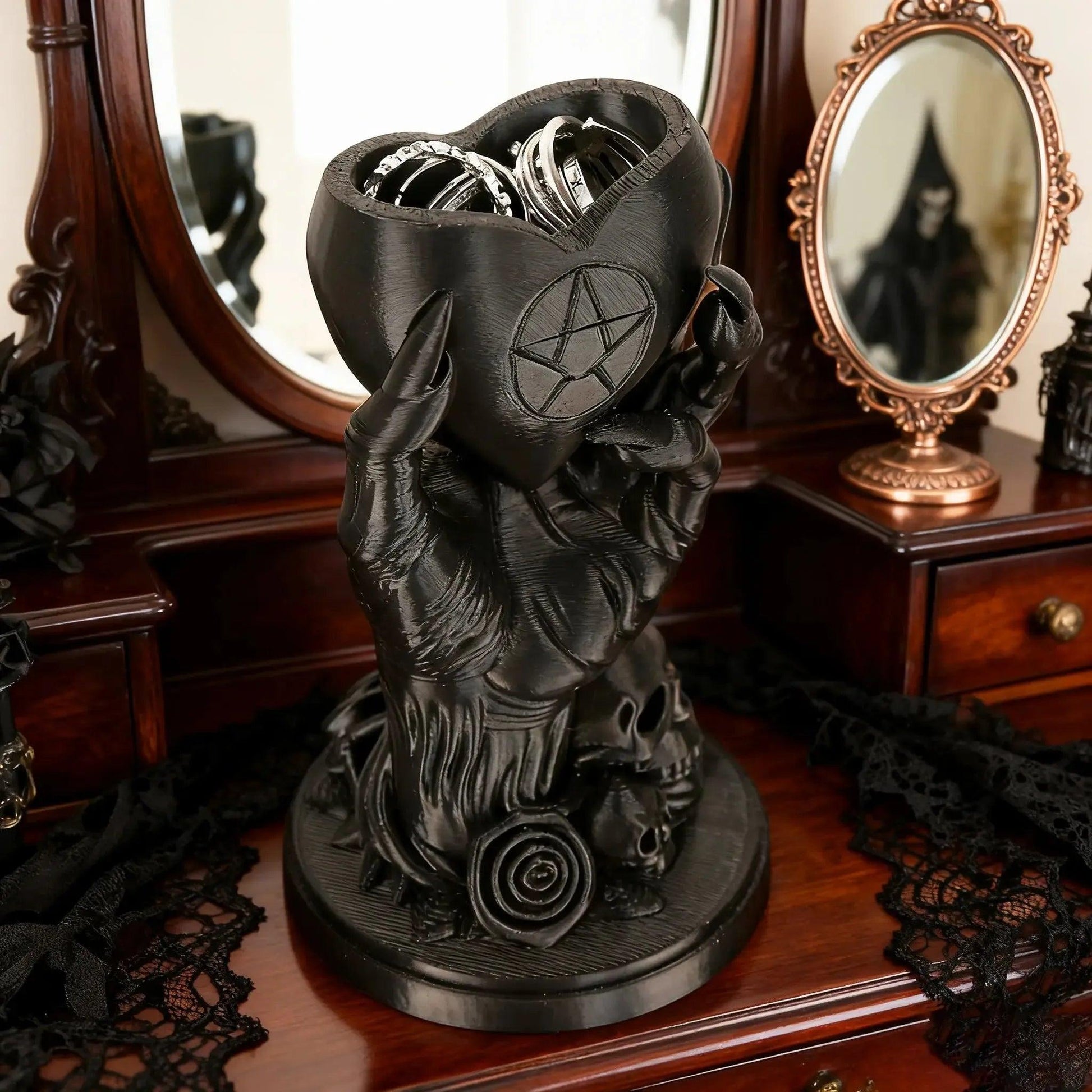 Dark Style Witchy Skull Hand Jewelry Storage Ornament Gothic Home Decor for Witch-MoonChildWorld