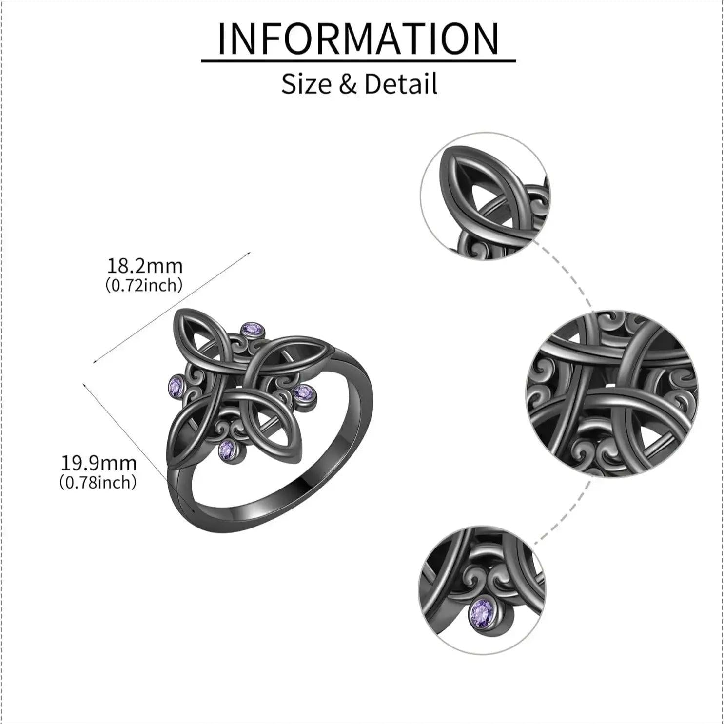 Witchcraft Celtic Knot Ring Mystical Purple Zircon Black 925 Silver Ring Witchy Jewelry-MoonChildWorld