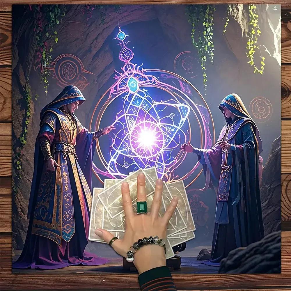 Magic Witchcraft Tarot Tablecloth Wizard and Witch Altar Cloth Wicca Divination Cloth-MoonChildWorld