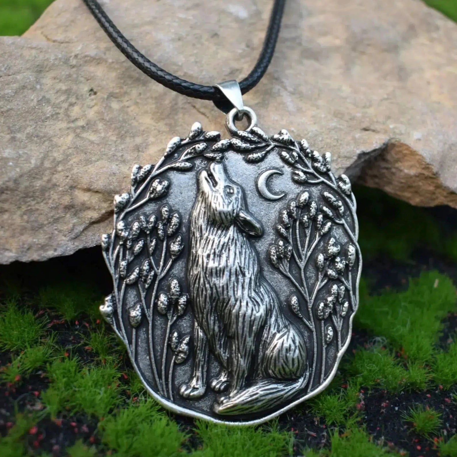 Moon Wolf Necklace Spirit Wolf Jewelry-MoonChildWorld