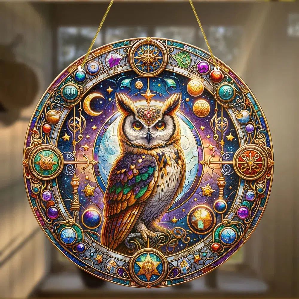 Spirit Owl Suncatcher Witchy Acrylic Sign-MoonChildWorld