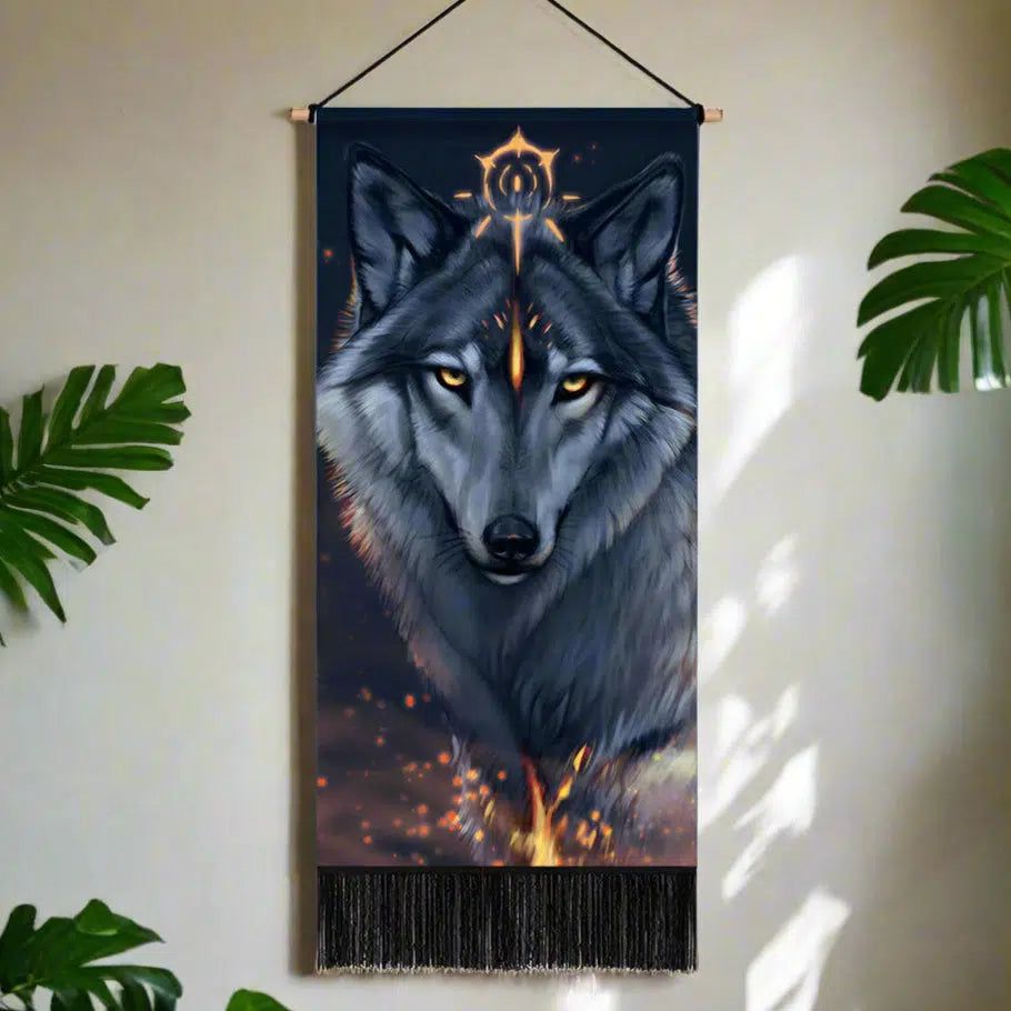 Boho Wolf Tapestry Wall Hanging Spirit Animals Tapestry-MoonChildWorld