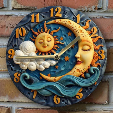 Mystic Sun Moon Wall Clock Wicca Pagan Wall Clock-MoonChildWorld