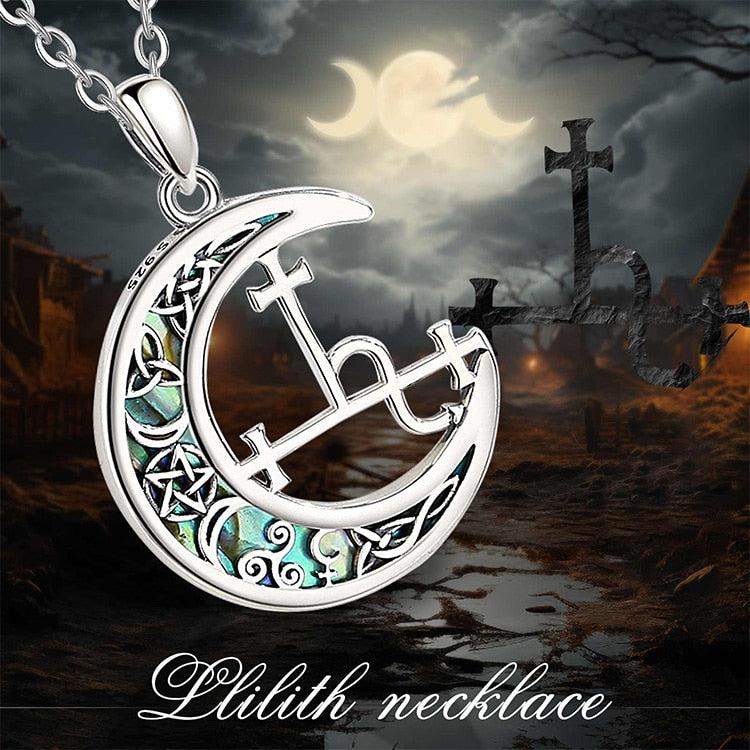 Lilith Sigil Necklace Abalone Shell Moon Celtic knot Jewelry-MoonChildWorld