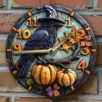 Halloween Black Raven Wall Clock Gothic Crow Wall Clock-MoonChildWorld