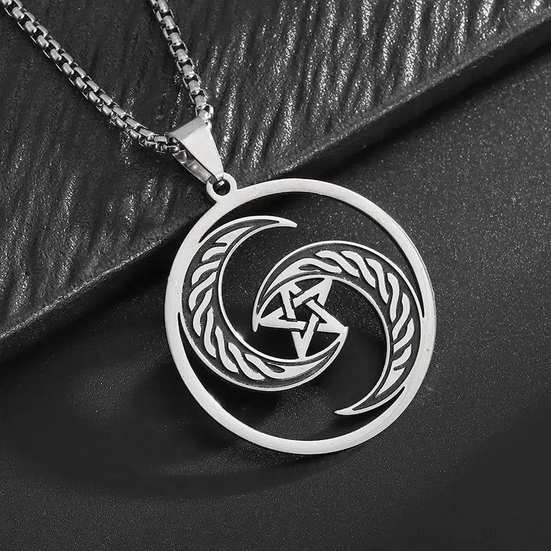 Pentagram Moon Witchcraft Necklace Wicca Jewelry-MoonChildWorld