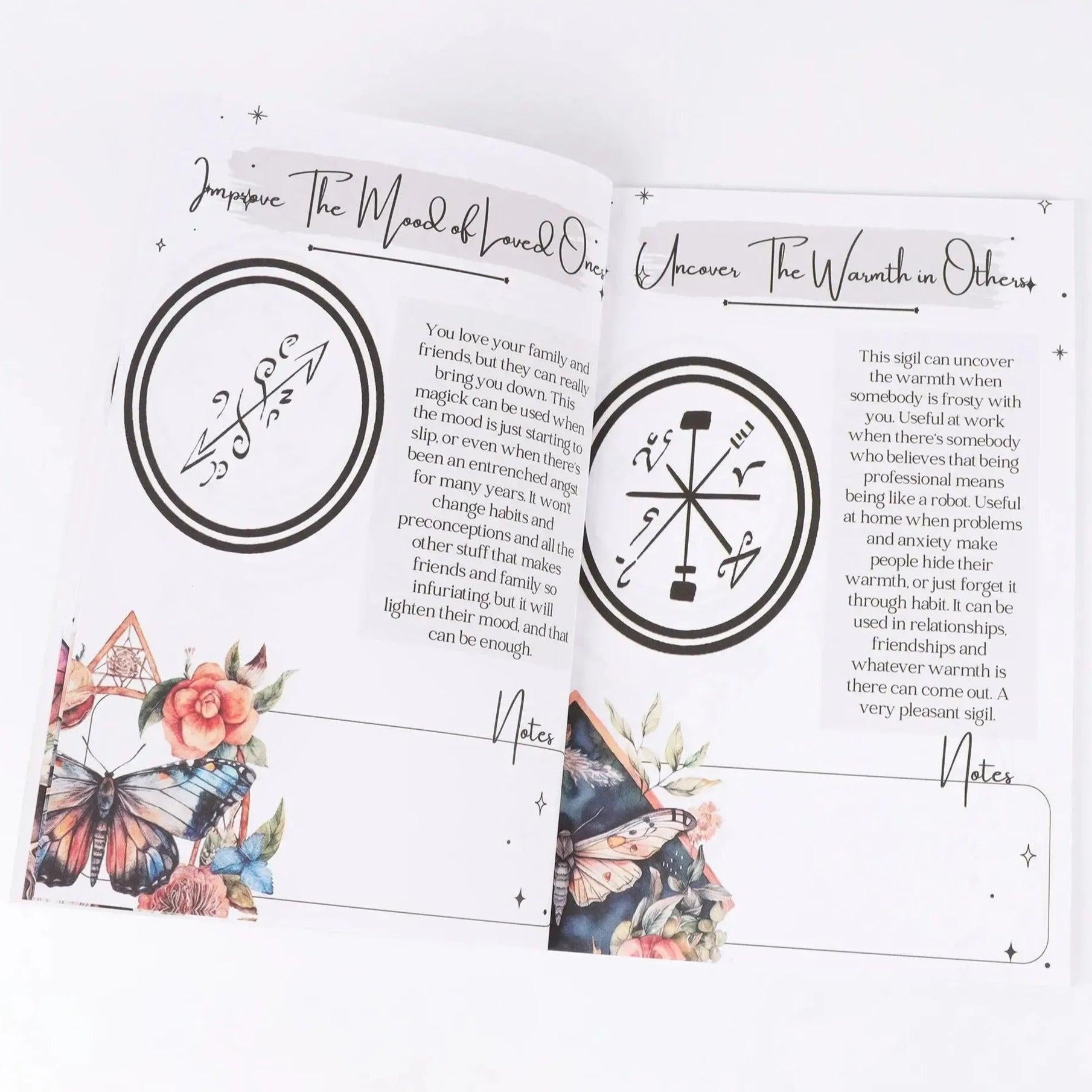 Vintage Occult Grimoire - Sigils & Mystical Symbols Guide - Dark Art Ritual Book with Moons, Pentagrams & Butterfly Design-MoonChildWorld