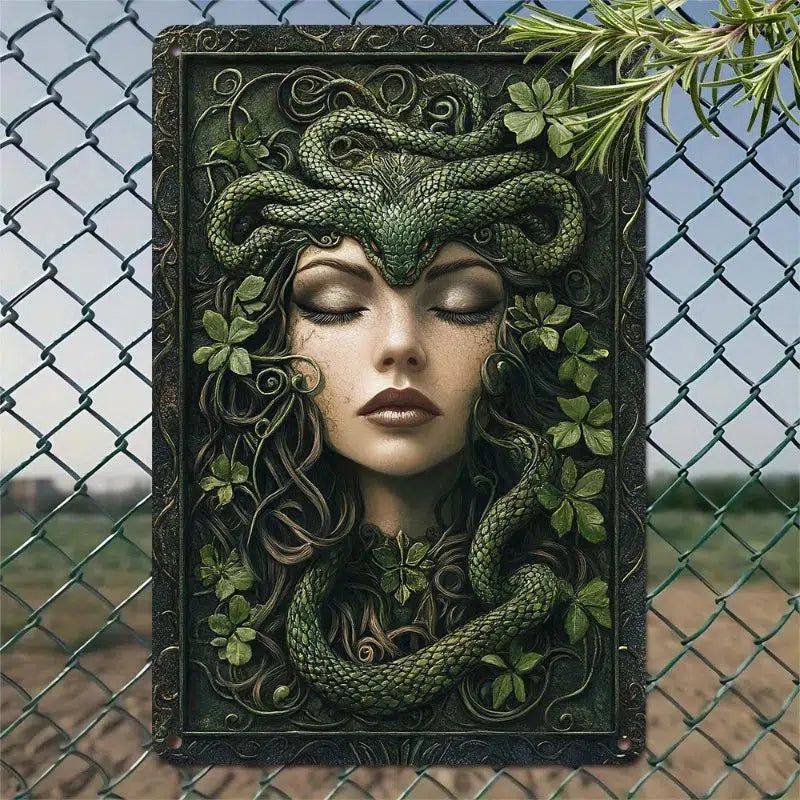 Mysterious Medusa Aluminum Wall Sign Medusa Metal Sign Greek Mythology Decor-MoonChildWorld