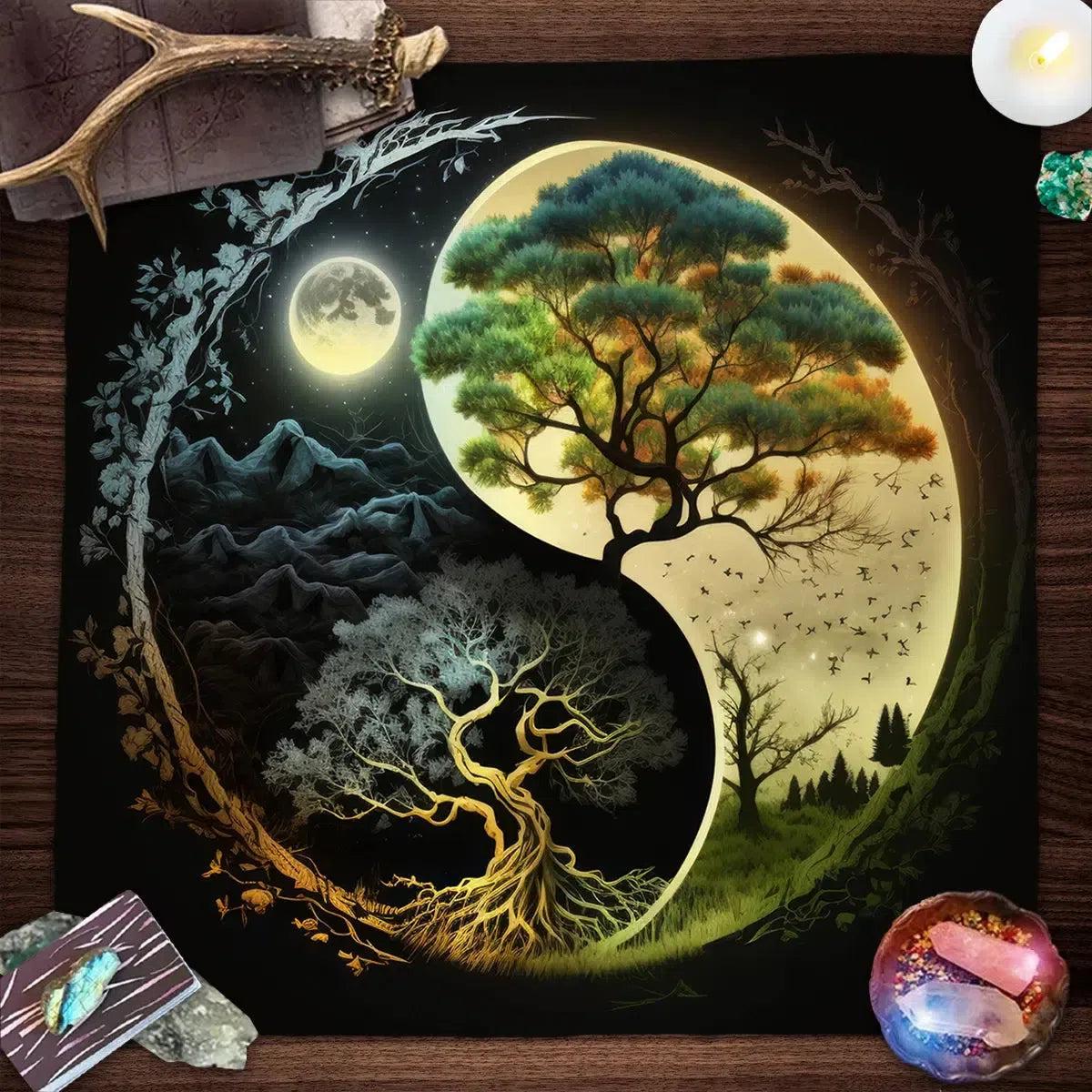 Tree of Life Pagan Altar Cloth Tarot Card Mat Mystical Witchcraft Divination Tarot Tablecloth For Spread Tarot Reading-MoonChildWorld