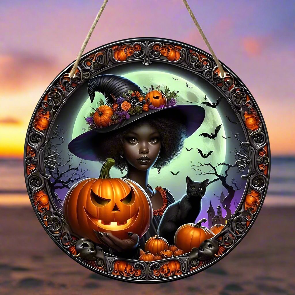 Dark Witch Acrylic Sign For Halloween Witchy Window Hanging-MoonChildWorld