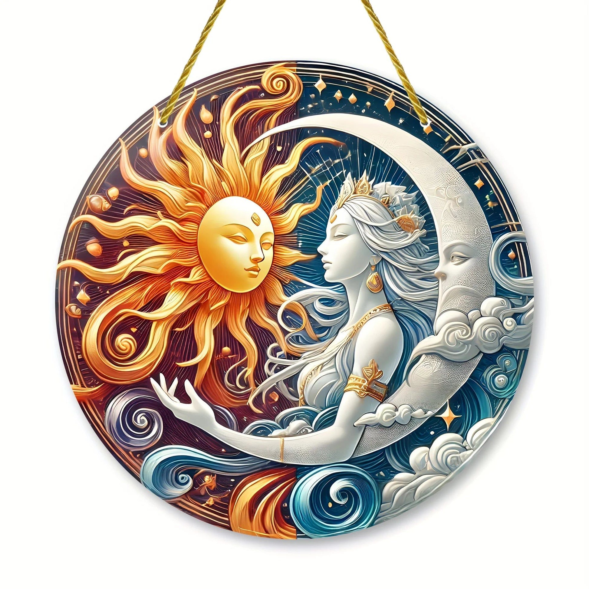 Sun Moon Goddess Suncatcher Celestial Acrylic Sign Sun Moon Window Hanging-MoonChildWorld