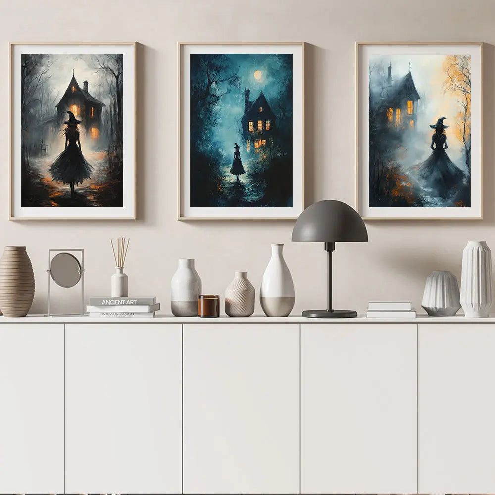 Dark Witch Posters Spooky Mystic Witch Wall Art Print Dark Academia Gothic Victorian Canvas Painting Halloween Decor-MoonChildWorld