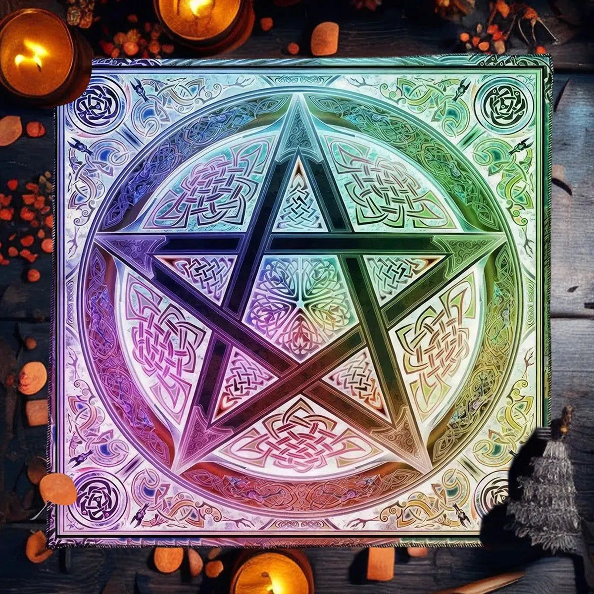 Wicca Pentacle Tarot Card Tablecloth Pagan Altar Cloths Witchcraft Divination Tarot Table Cloth-MoonChildWorld