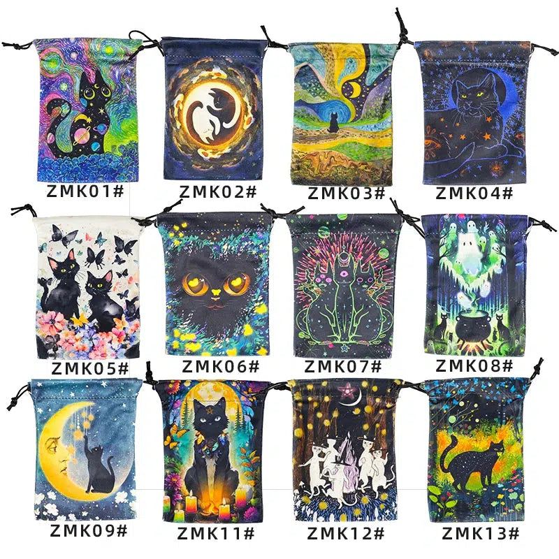 Tarot Card Storage Bag Black Cat Wicca Tarot Pouch-MoonChildWorld