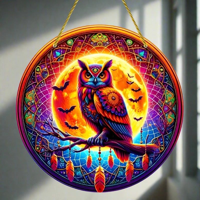 Spirit Owl Suncatcher Witchy Acrylic Sign-MoonChildWorld