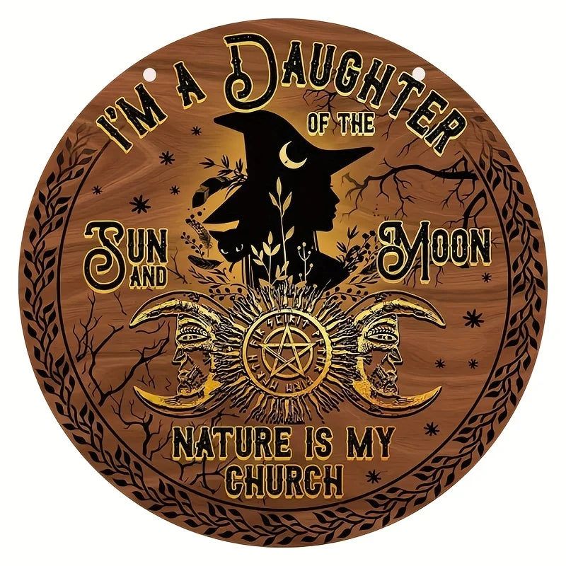 Daughter of the Sun Moon Witch Acrylic Round Sign Gothic Halloween Decor-MoonChildWorld