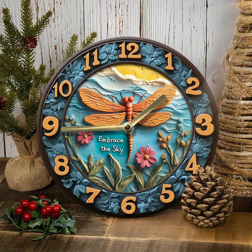 Boho Dragonfly Wall Clock Insect Home Decor-MoonChildWorld