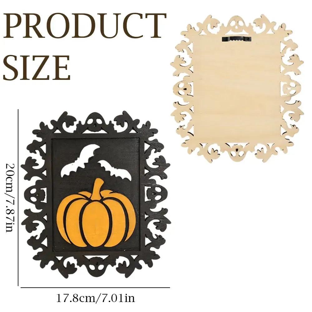 Halloween Pumpkin and Bat Decorative Hanging Retro Carved Frame Wall Decor-MoonChildWorld