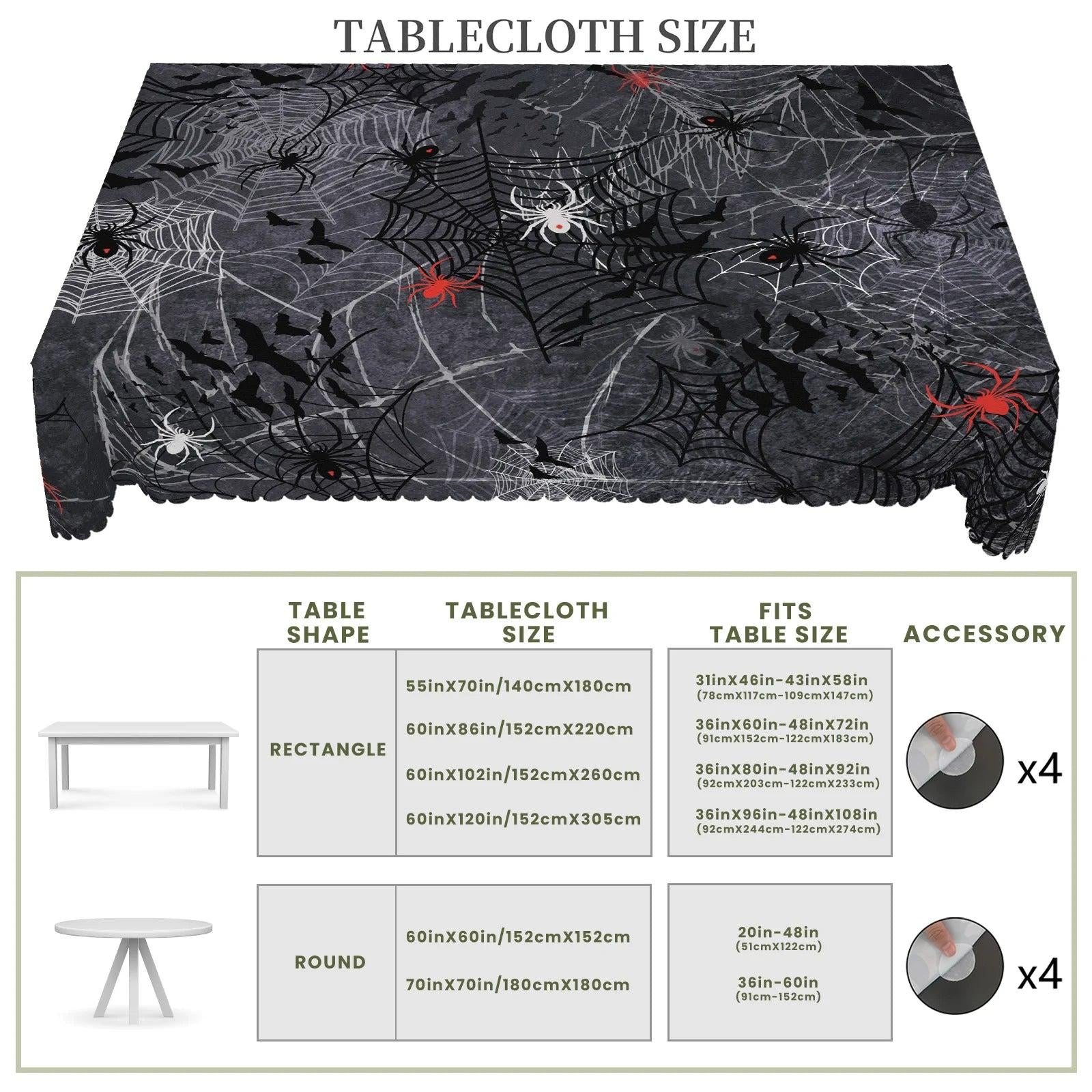 Witch Halloween Tablecloth - Spider Web Gothic Table cloth-MoonChildWorld