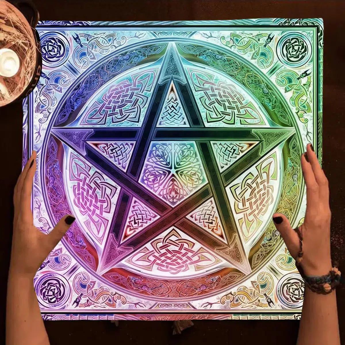 Wicca Pentacle Tarot Card Tablecloth Pagan Altar Cloths Witchcraft Divination Tarot Table Cloth-MoonChildWorld