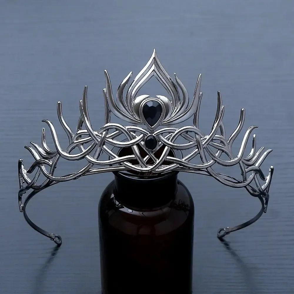 Halloween Black Spider Gothic Crown Witch Tiaras Hair Accessories-MoonChildWorld