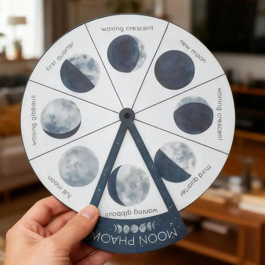 Moon Phases Wheel Tabletop Ornaments Rotatable Lunar Cycle Desktop Decor for Wicca Pagan