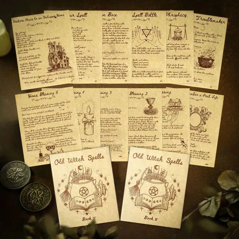 67 Pages Witch Spells 49 Printable Spells Writing Paper of Old Witchcraft Handwritten Wicca Spellbook-MoonChildWorld