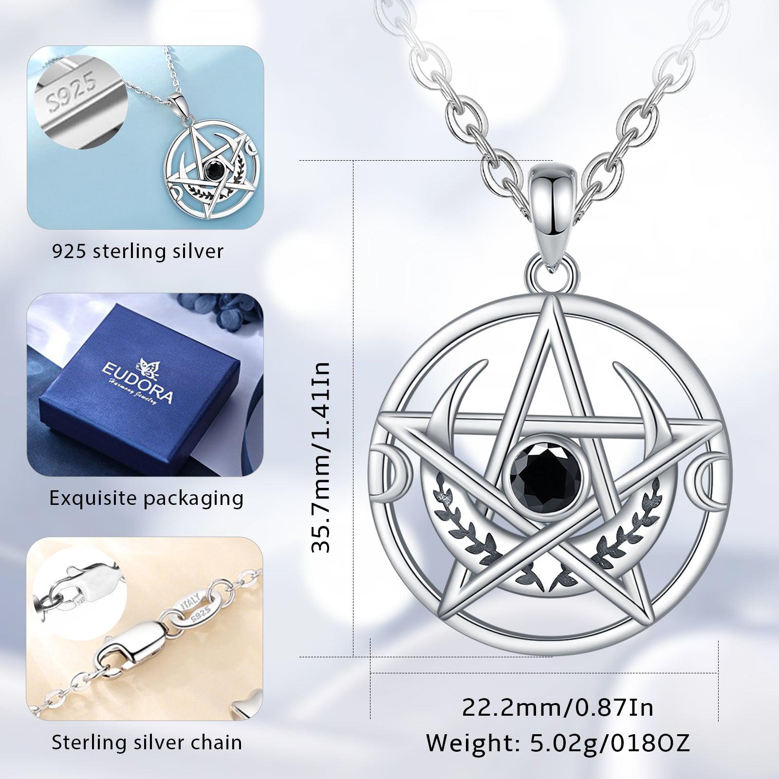 Witch Moon Pentagram Necklace Wiccan Jewelry-MoonChildWorld