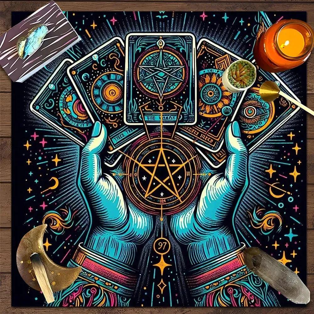 Mystic Witch Tarot Tablecloth Pagan Altar Cloth Wicca Divination Cloth-MoonChildWorld