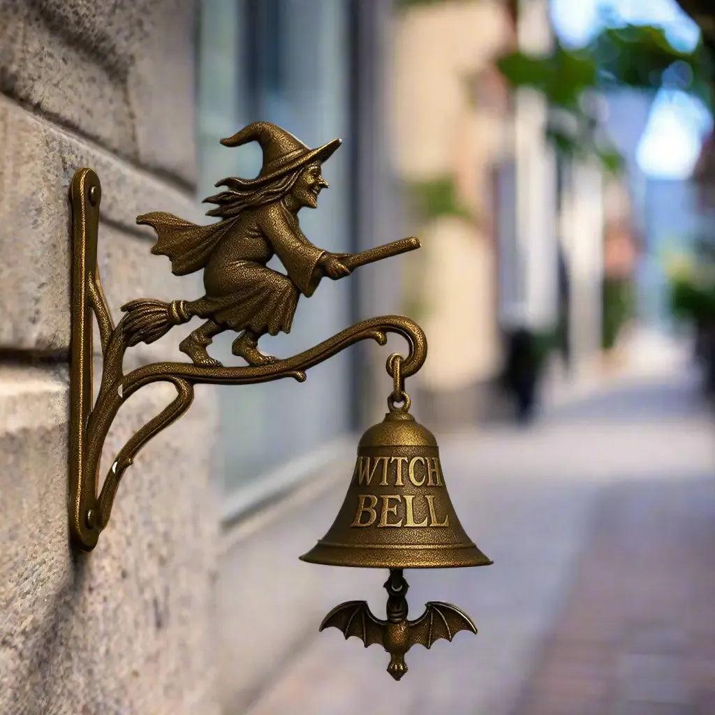 Spooky Halloween Witch Door Bell Vintage Style Shopkeepers Bell Metal Door Chime - Gothic Bell for Witchy Home Front Door-MoonChildWorld