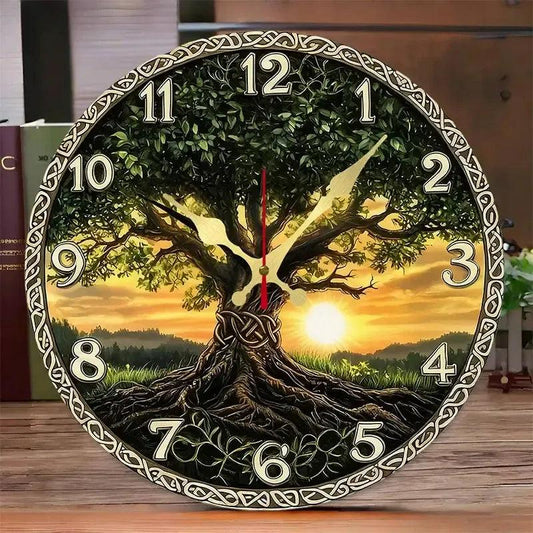 Vintage Tree of Life Wall Clock for Pagan Home Decor